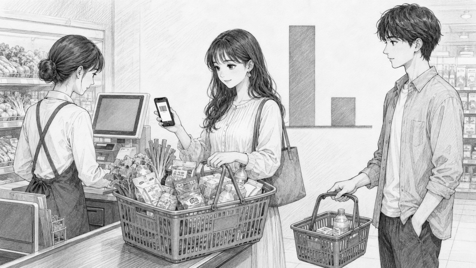 購入額1.8倍のグラフを前に、会員の顔ぶれを確認するマーケティング担当者