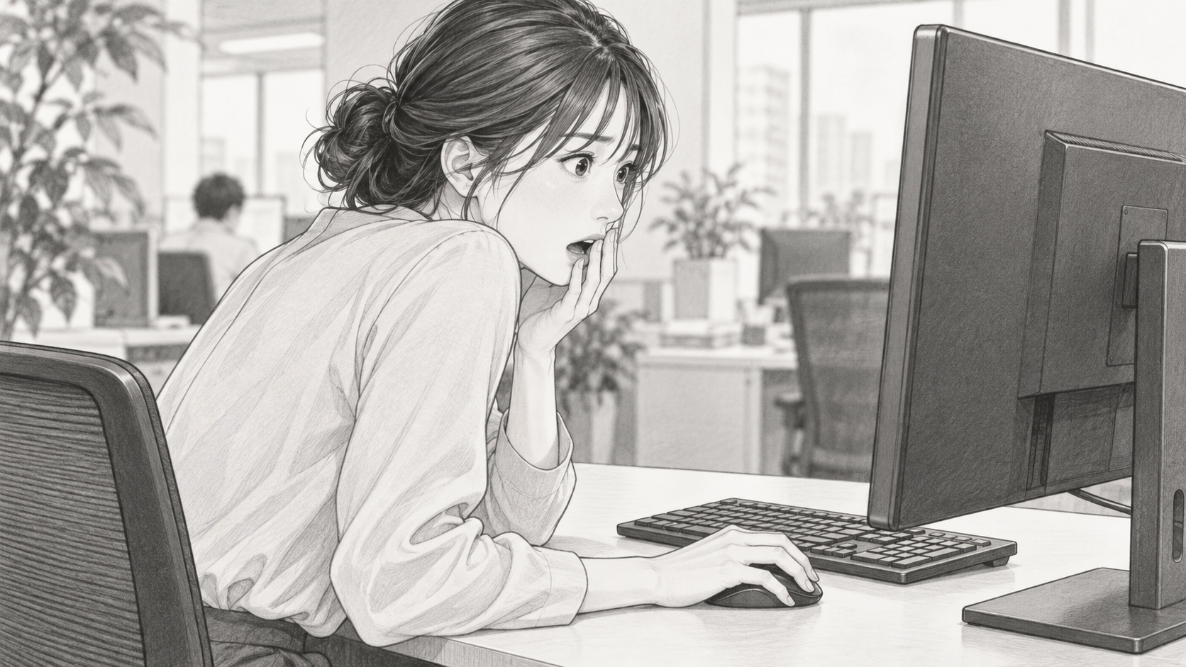 年齢の一覧表に「0」が並んでいるのを見つけて驚く担当者
