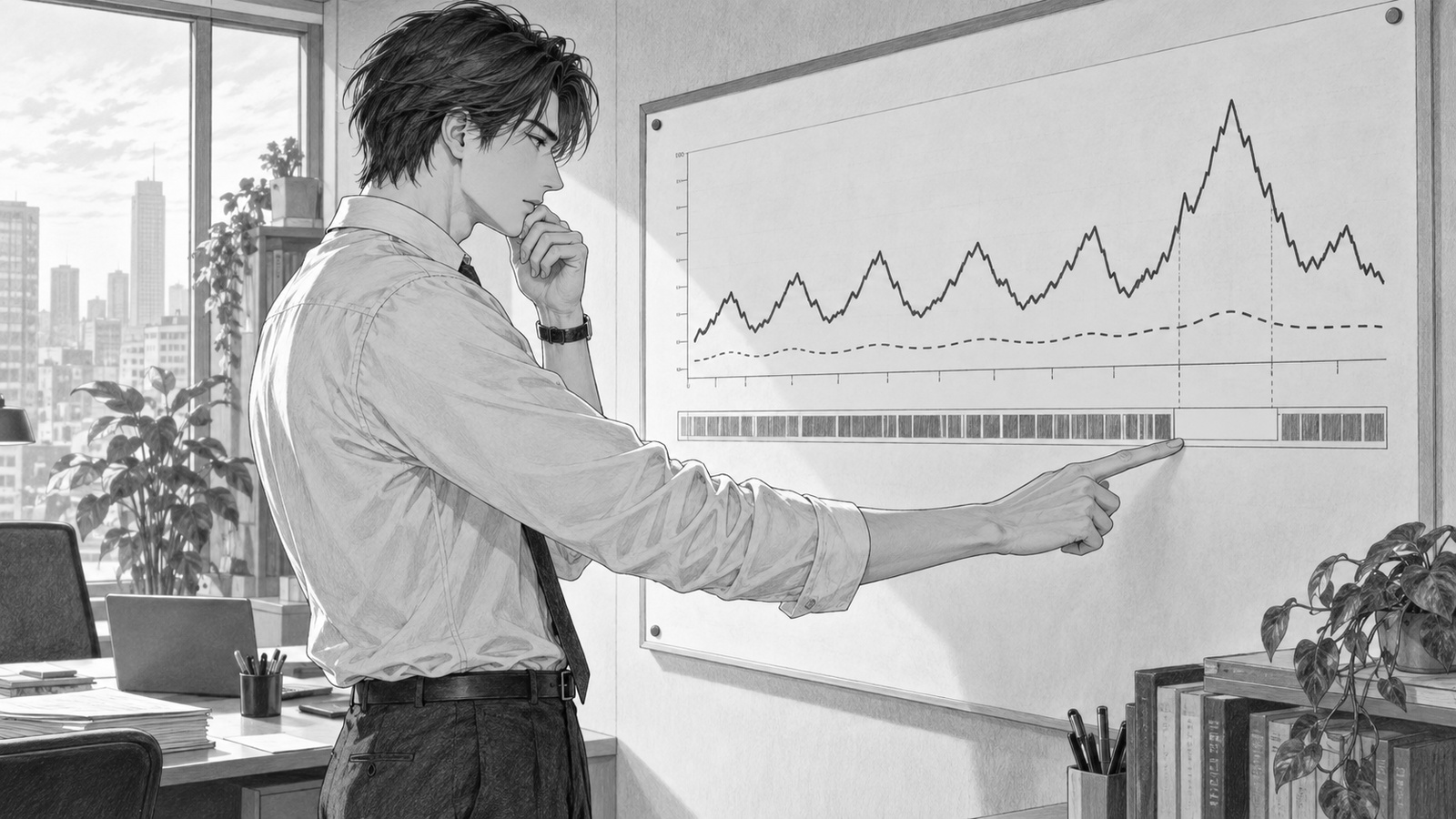 年末の学習記録の欠落と予測の外れを確認する担当者
