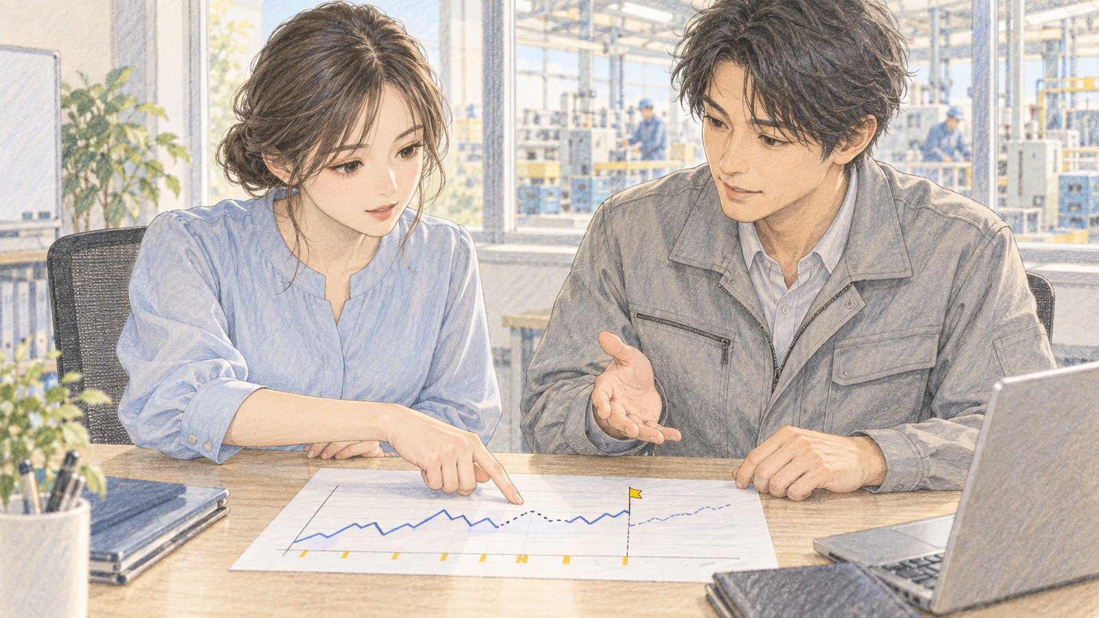 時系列データの動きと欠損の扱いを確認する二人