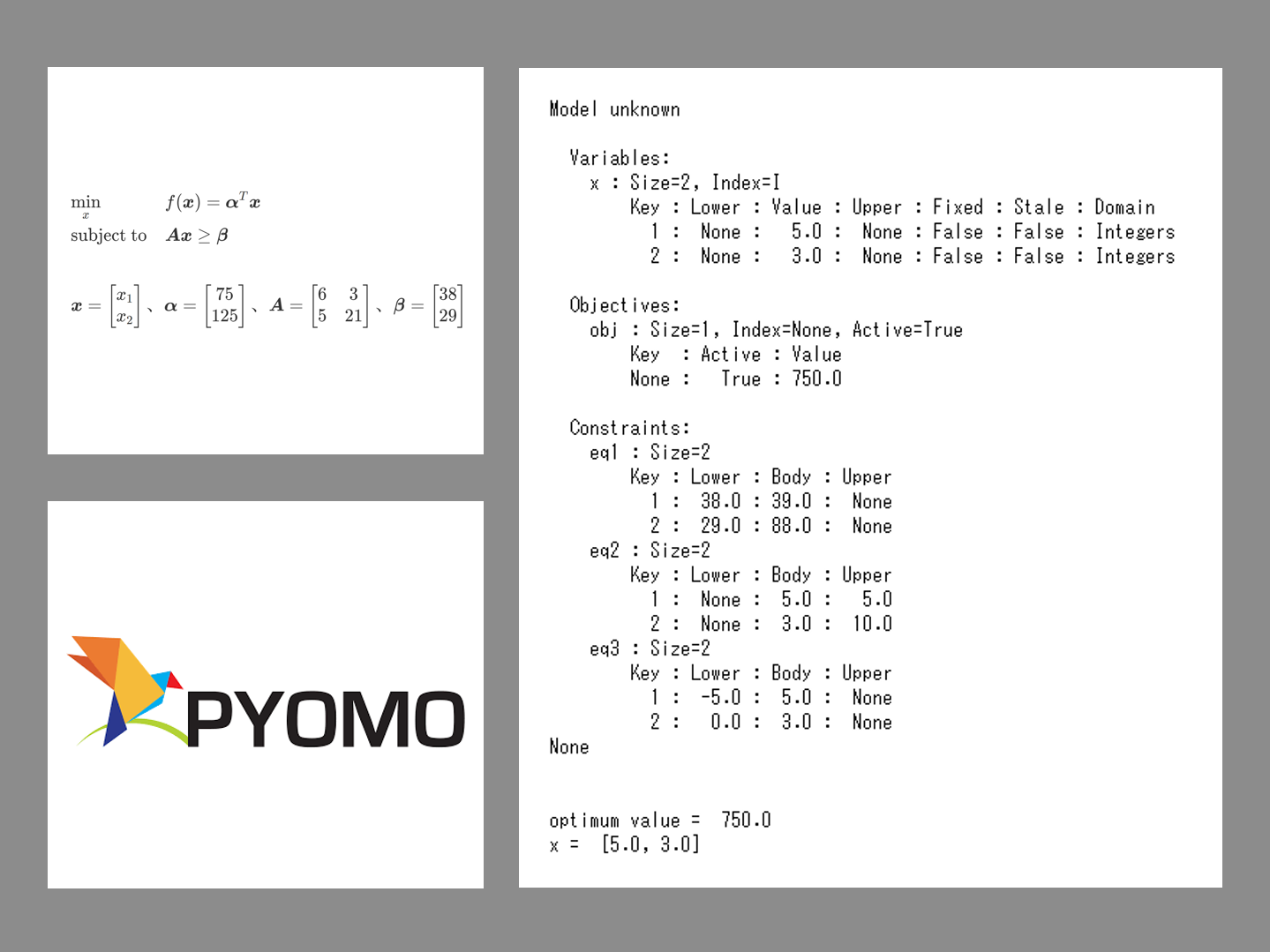 最適化問題をPythonのPyomoライブラリーで解こうその2：線形計画問題（行列とベクトルを利用）
