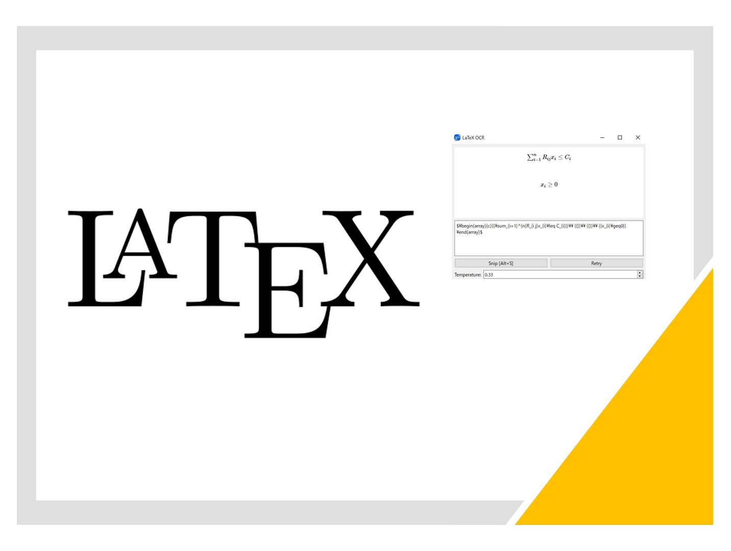 数式の画像を LaTeX コードに変換できる Pythonライブラリ pix2tex
