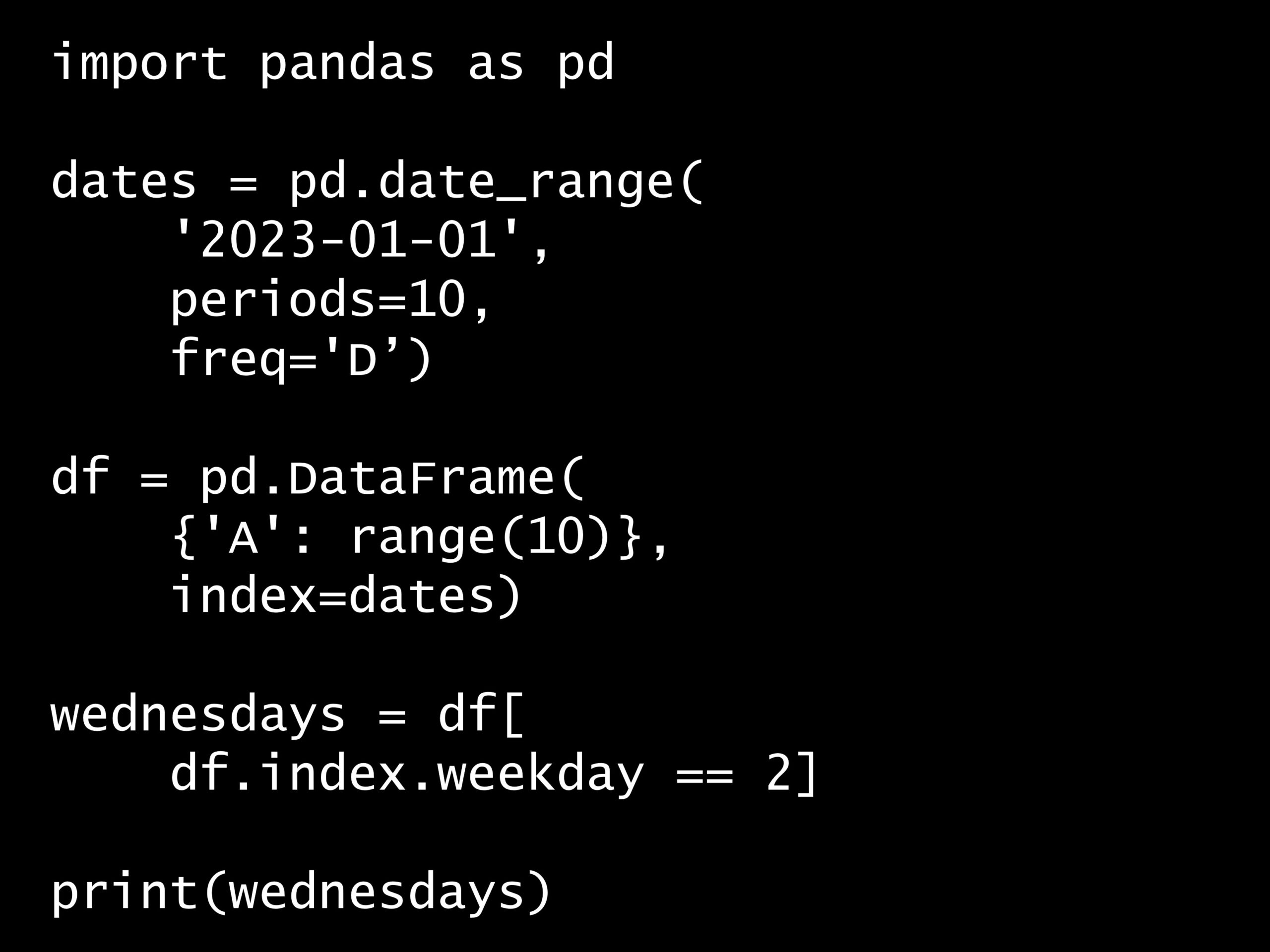 Python 時系列分析 1,000本ノック– ノック26: 時系列データの特定曜日の抽出 –