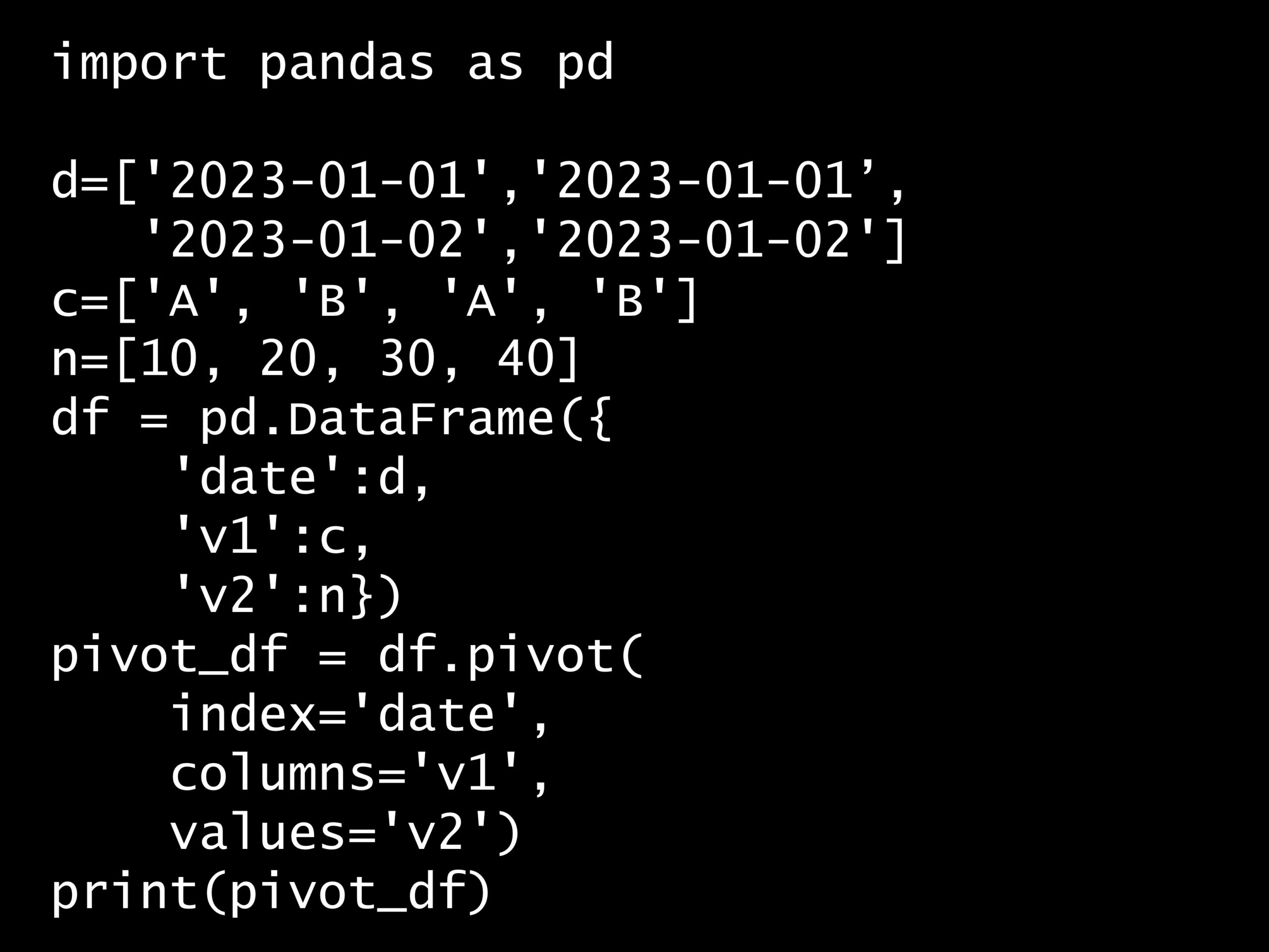 Python 時系列分析 1,000本ノック– ノック28: 時系列データのピボット –