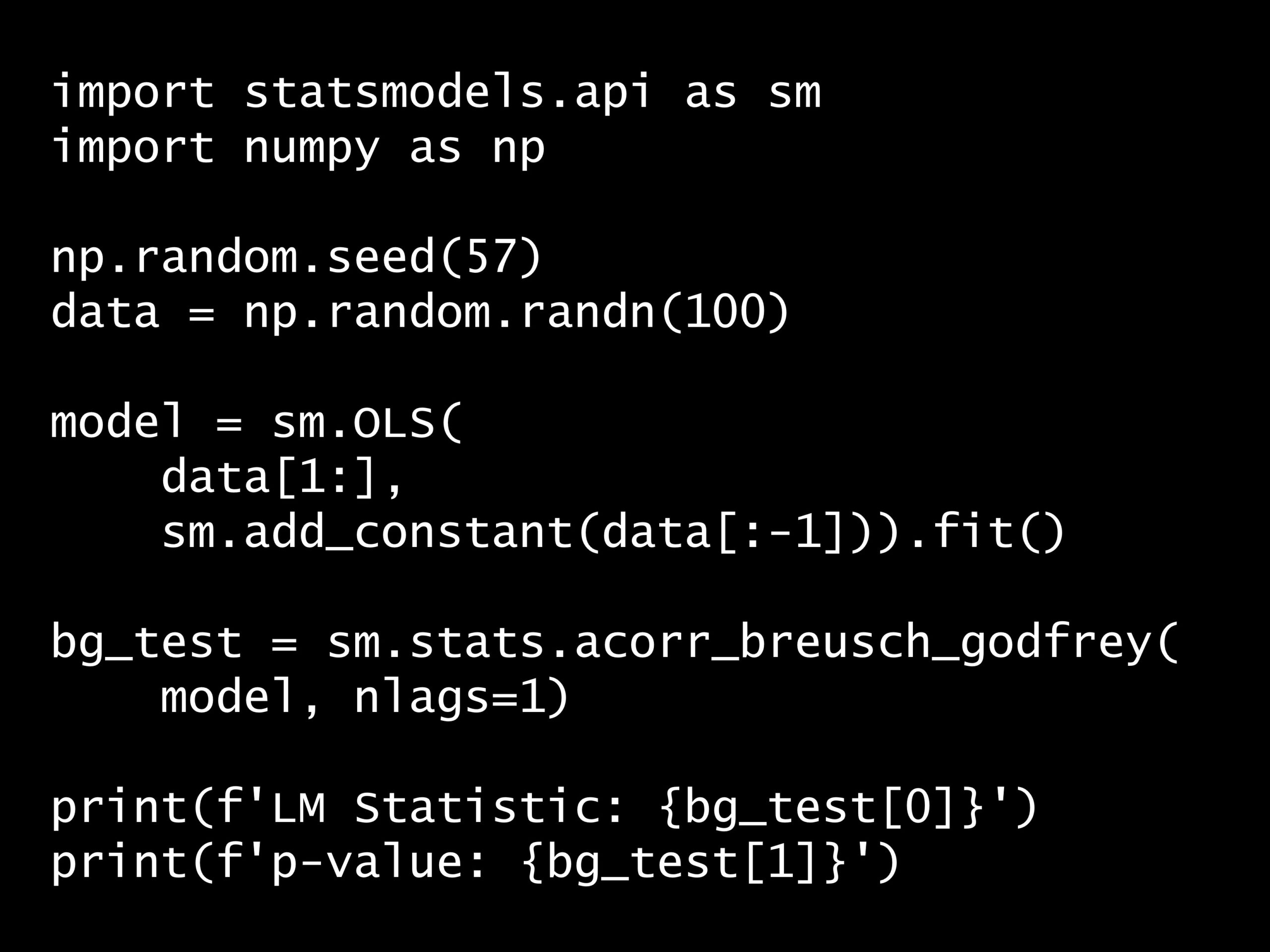 Python 時系列分析 1,000本ノック<br>– ノック49: Breusch-Godfrey（BG）テスト –