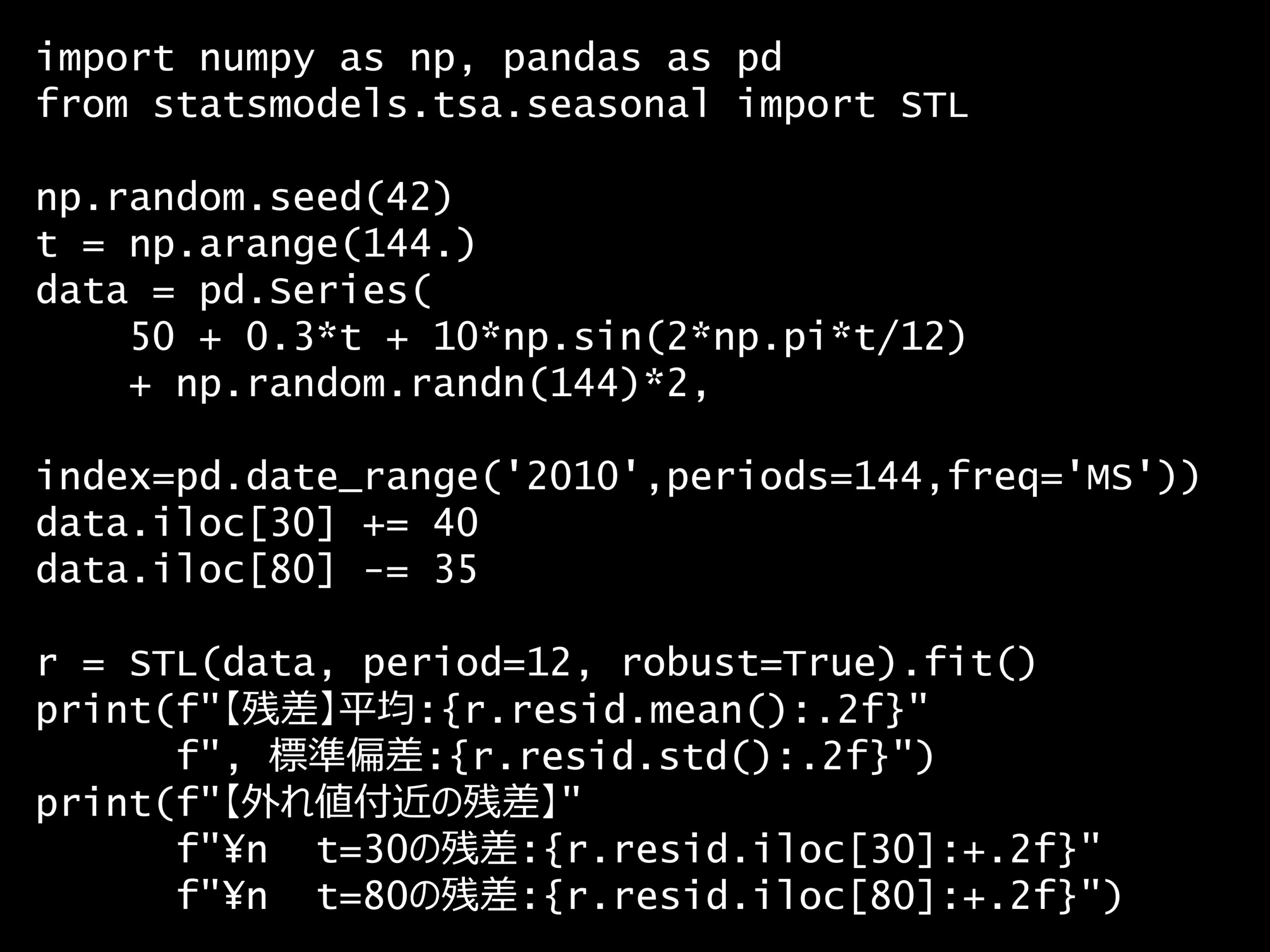 Python 時系列分析 1,000本ノック– ノック83: STL分解 –