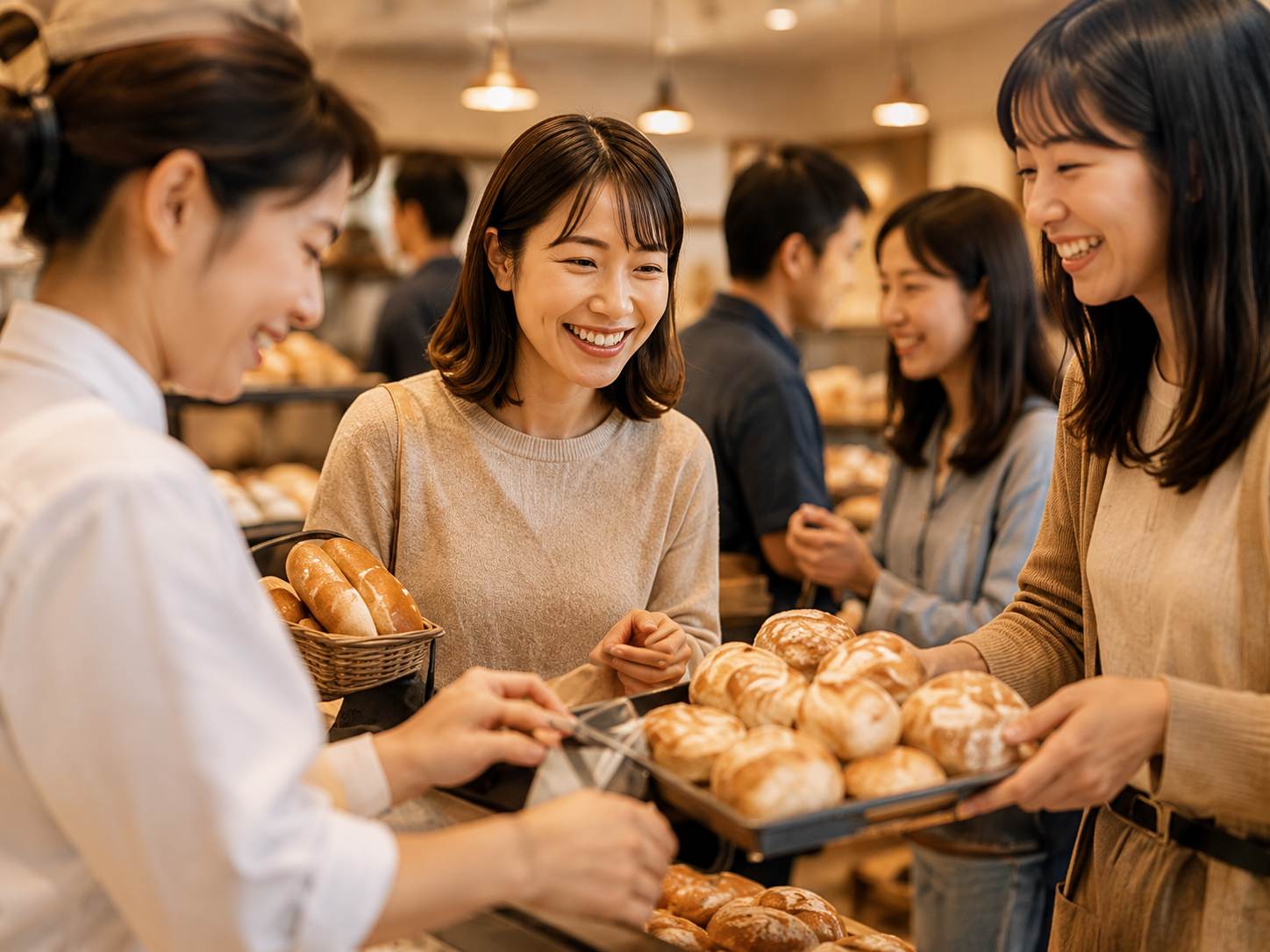 お客様でにぎわうパン屋の店内