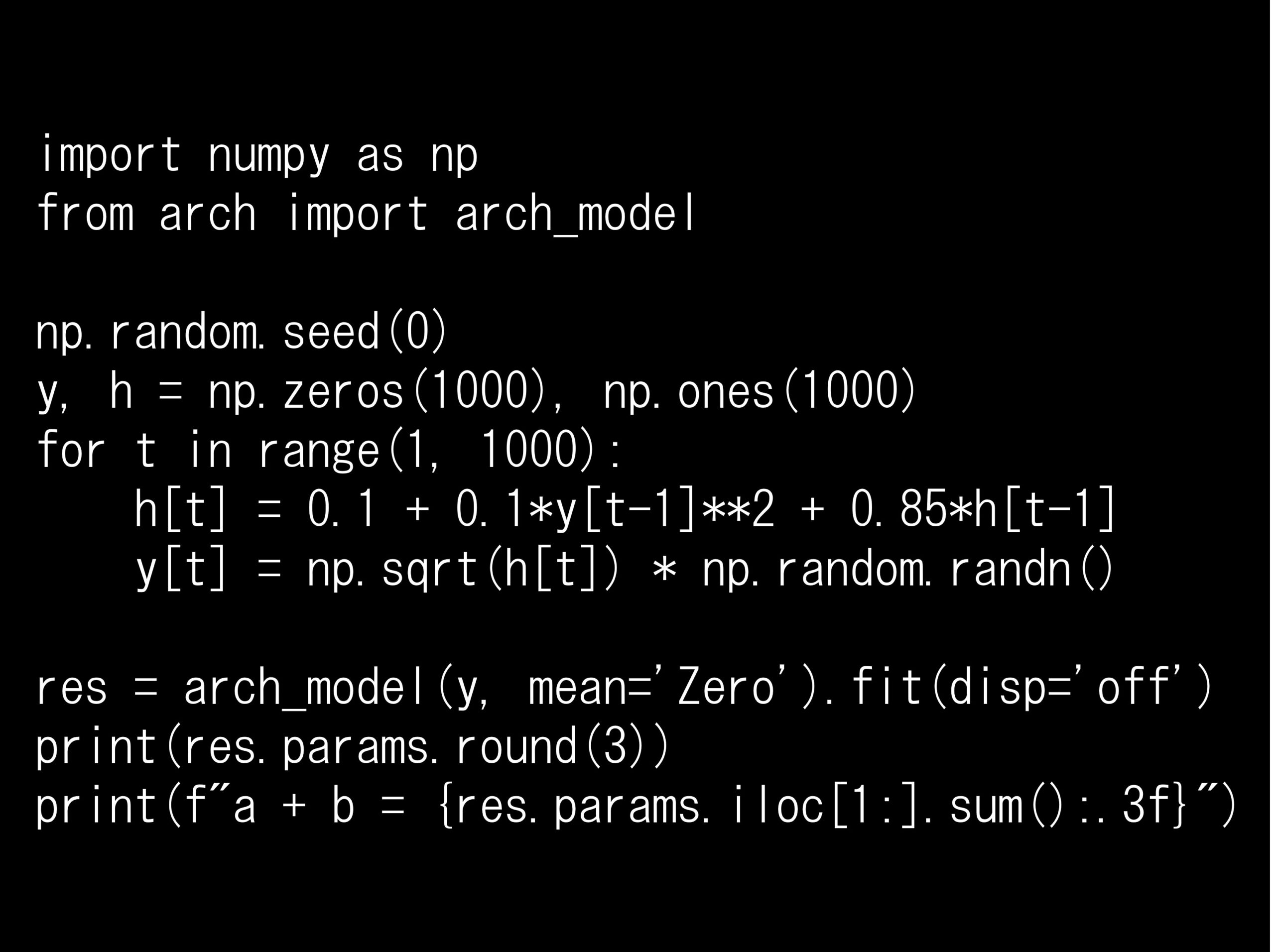 Python 時系列分析 1,000本ノック<br>– ノック101: GARCH –